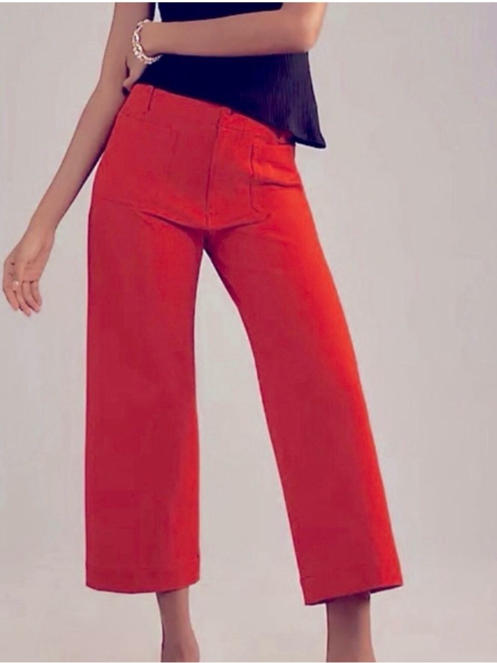 Anthropologie Maeve Collette Cherry Red Pique Knit Pants